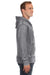 J America JA8916/8916 Mens Vintage Zen Burnout Fleece Full Zip Hooded Sweatshirt Hoodie w/ Pockets Dark Smoke Grey Model Side