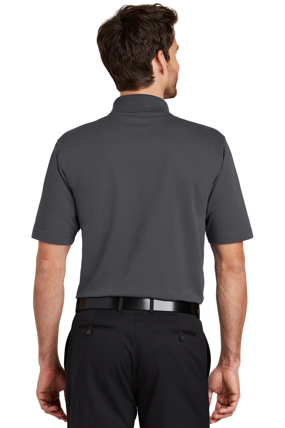 Port Authority K455/TLK455 Mens Rapid Dry Moisture Wicking Short Sleeve Polo Shirt Charcoal Grey Model Back