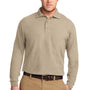 Port Authority Mens Silk Touch Wrinkle Resistant Long Sleeve Polo Shirt - Stone - Closeout