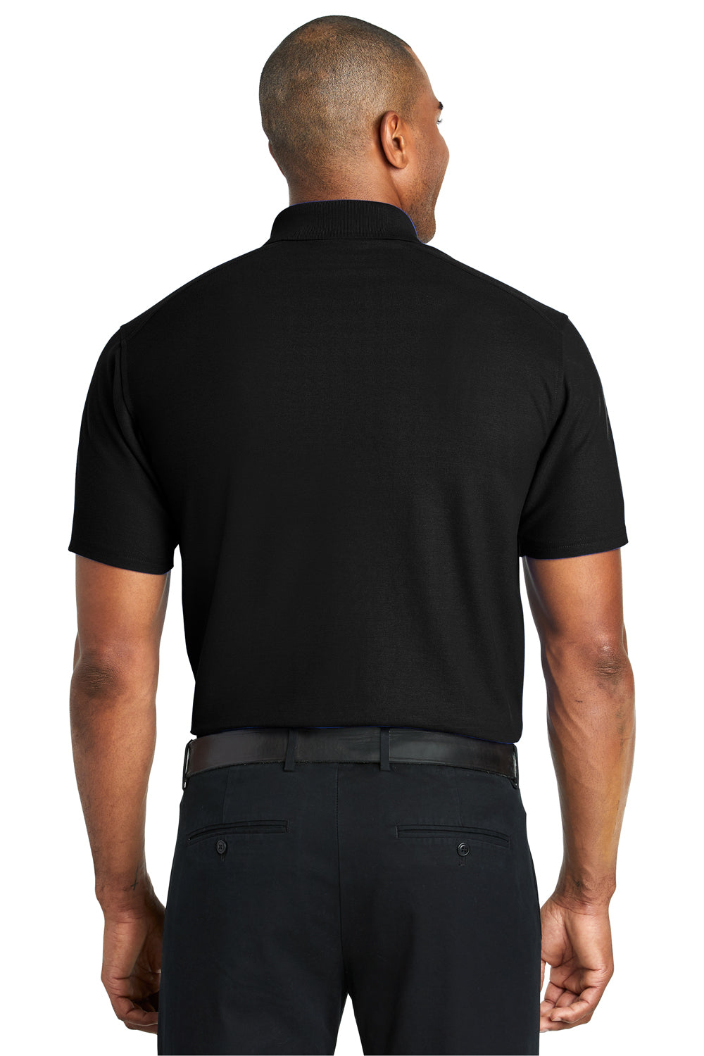 Port Authority K600 Mens EZPerformance Moisture Wicking Short Sleeve Polo Shirt Black Model Back