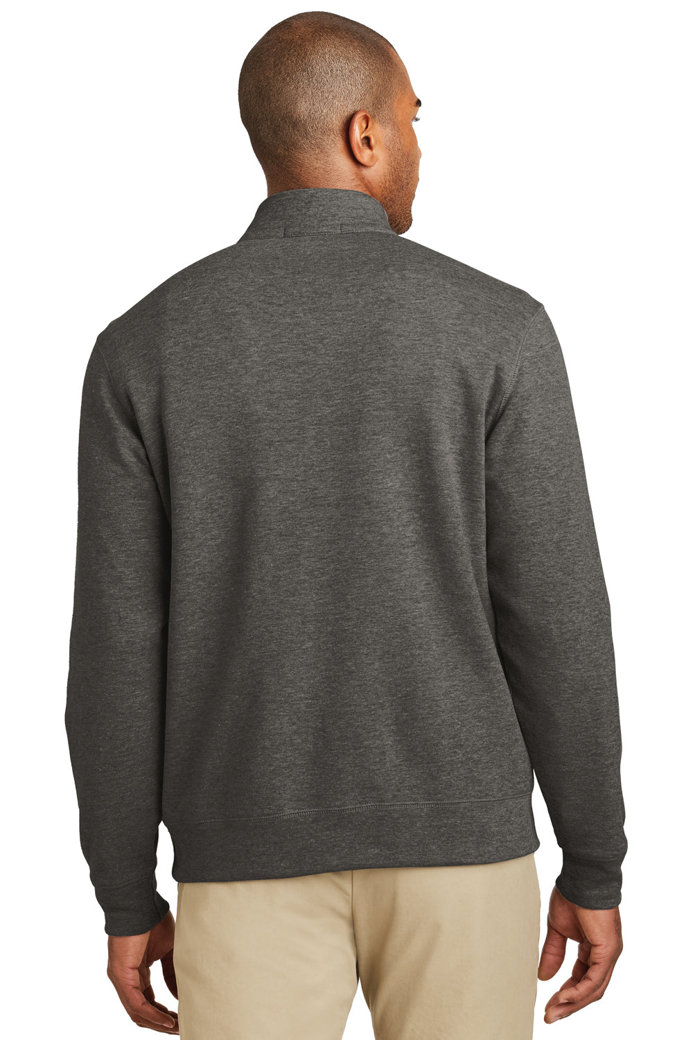 Port Authority K807 Mens 1/4 Zip Long Sleeve Sweater Heather Charcoal Grey Model Back