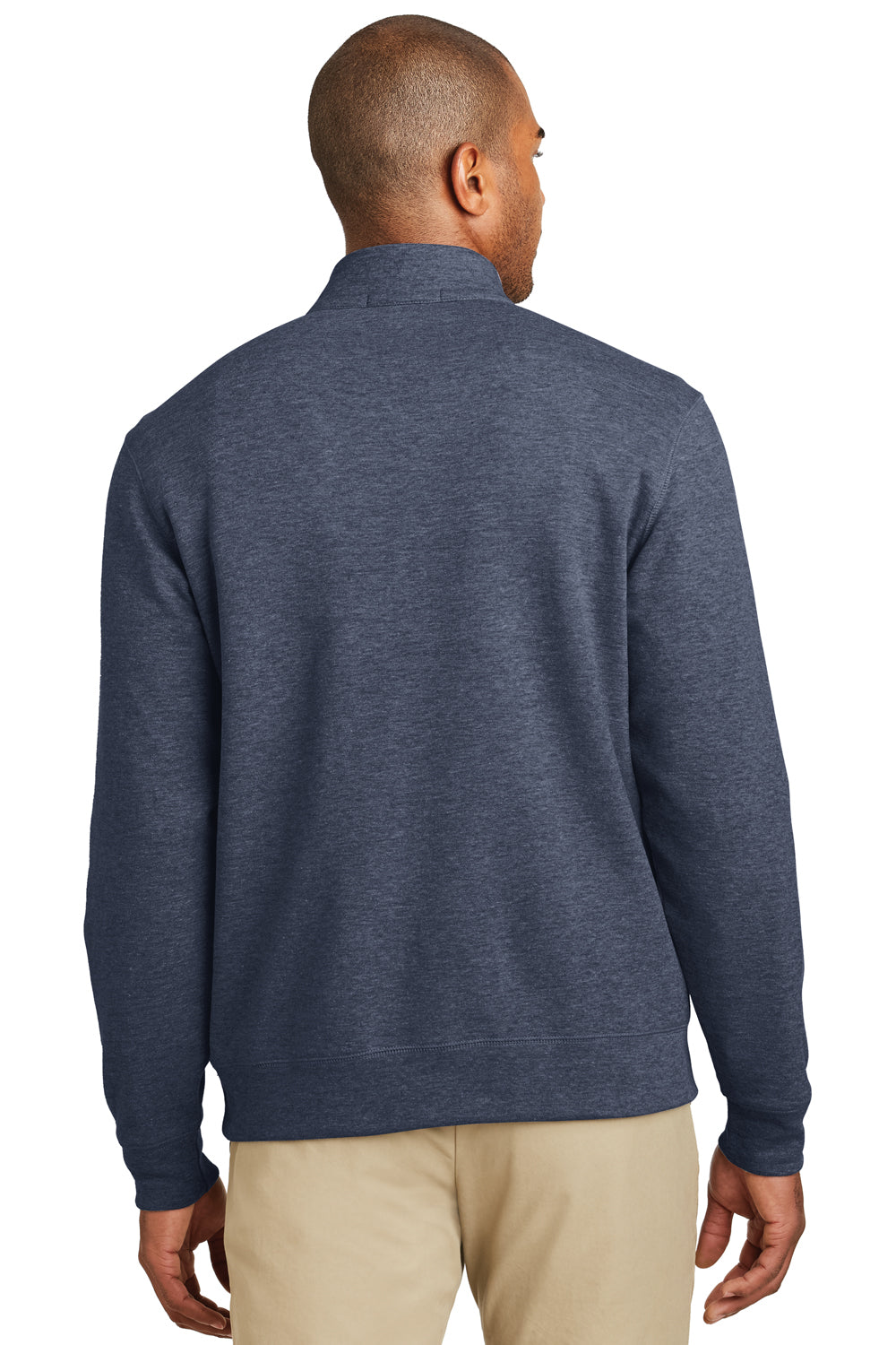 Port Authority K807 Mens 1/4 Zip Long Sleeve Sweater Heather Estate Blue Model Back