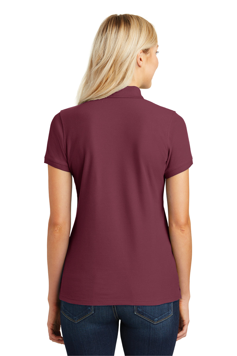 Port Authority L100 Womens Core Classic Short Sleeve Polo Shirt Burgundy Model Back
