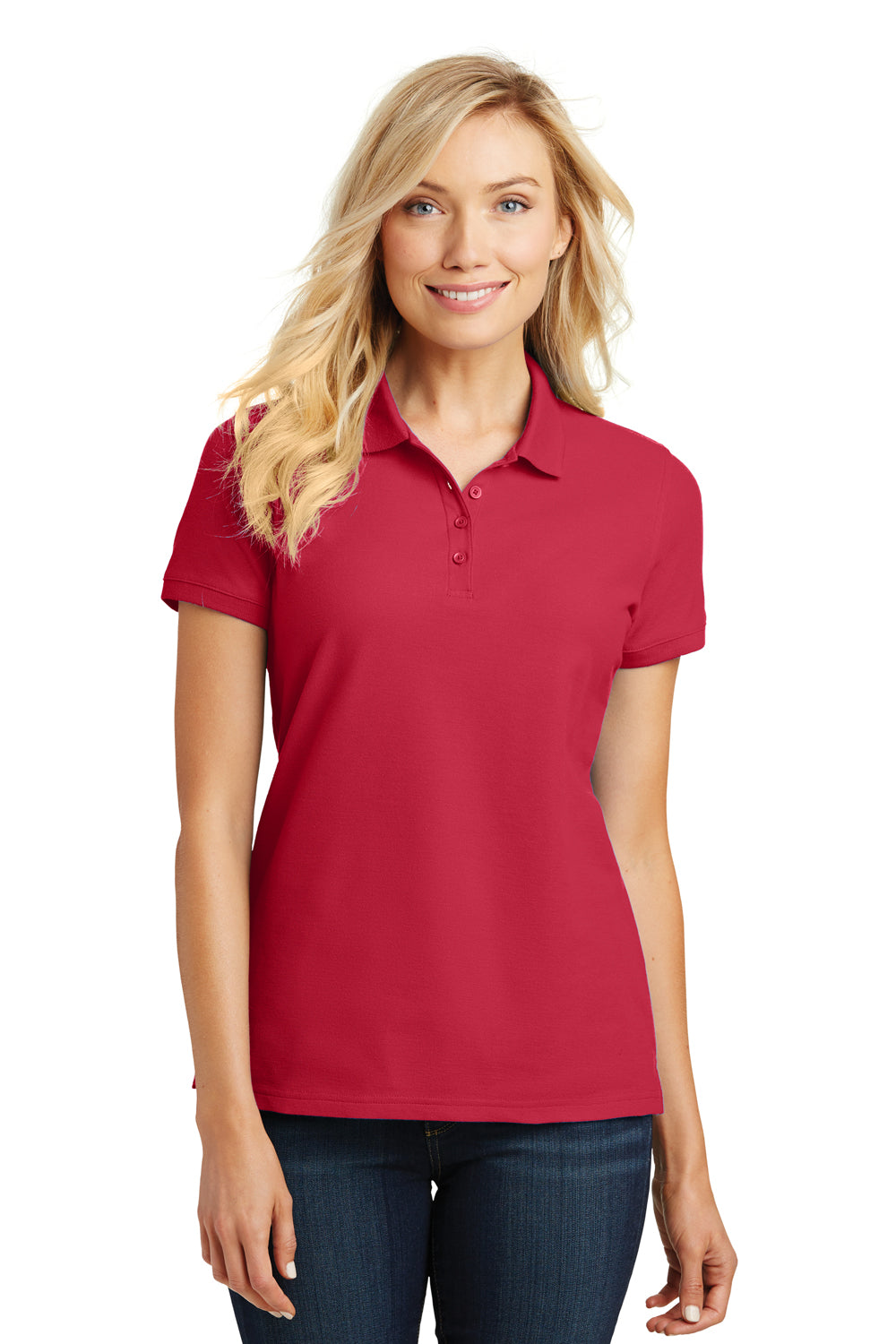 Port Authority L100 Womens Core Classic Short Sleeve Polo Shirt Rich Red Model Front