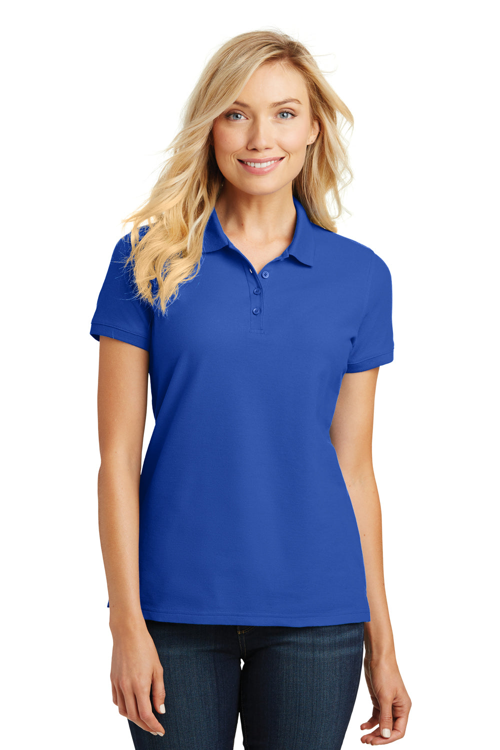 Port Authority L100 Womens Core Classic Short Sleeve Polo Shirt True Royal Blue Model Front