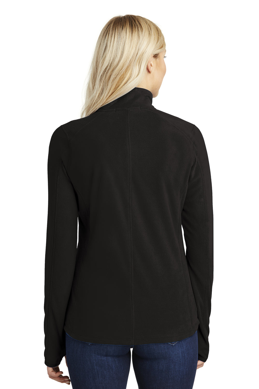 Port Authority L224 Womens Pill Resistant Microfleece 1/4 Zip Sweatshirt Black Model Back