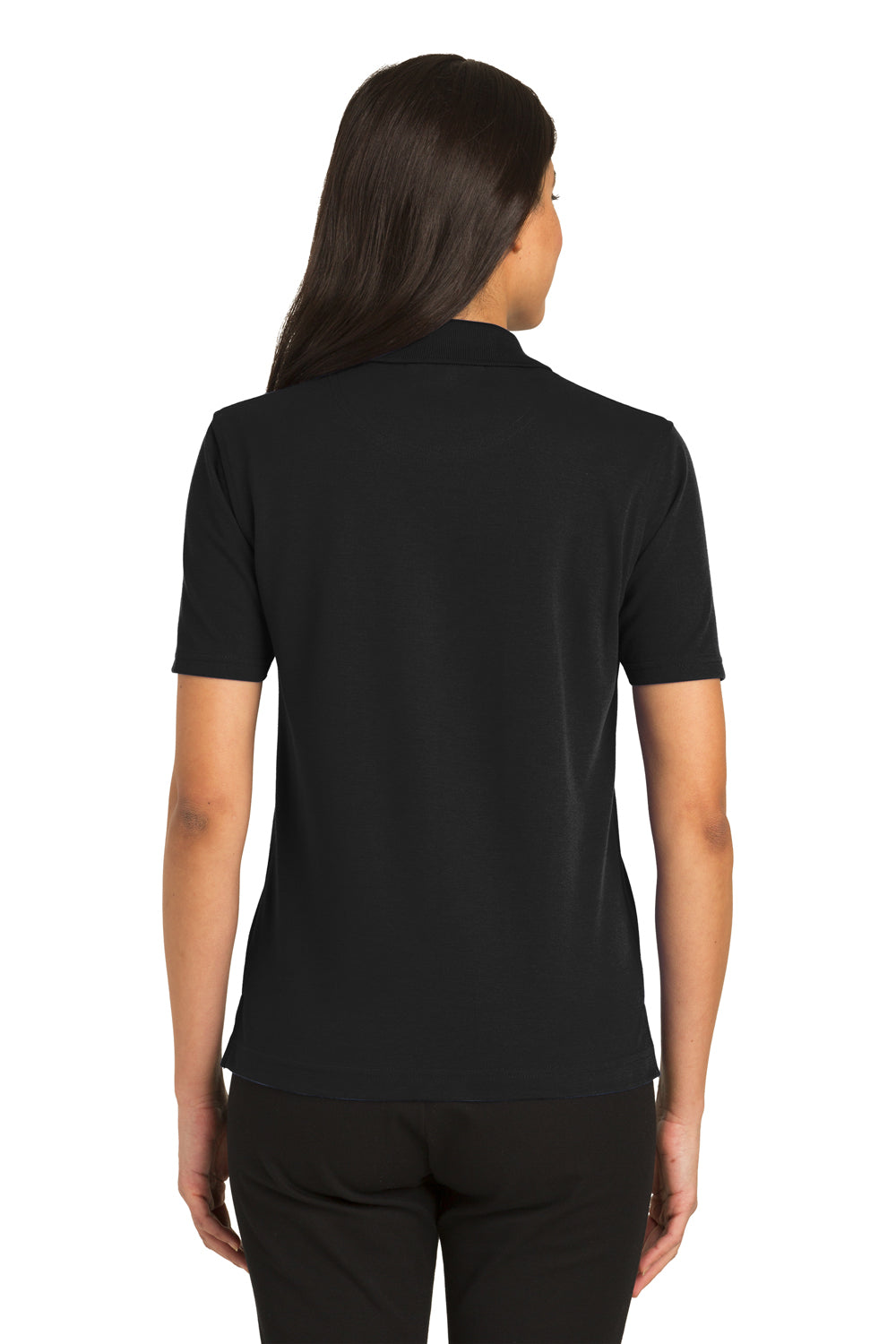 Port Authority L455 Womens Rapid Dry Moisture Wicking Short Sleeve Polo Shirt Jet Black Model Back