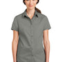 Port Authority Womens SuperPro Wrinkle Resistant Short Sleeve Button Down Shirt - Monument Grey - Closeout