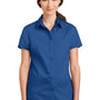 Port Authority Womens SuperPro Wrinkle Resistant Short Sleeve Button Down Shirt - True Blue - Closeout