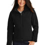 Port Authority Womens Wind & Water Resistant Full Zip Hooded Jacket - Black/Engine Red - Closeout