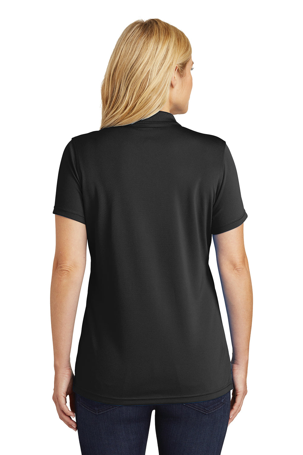 Port Authority LK110 Womens Dry Zone Moisture Wicking Short Sleeve Polo Shirt Deep Black Model Back