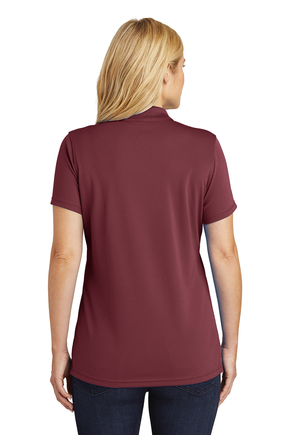 Port Authority LK110 Womens Dry Zone Moisture Wicking Short Sleeve Polo Shirt Burgundy Model Back