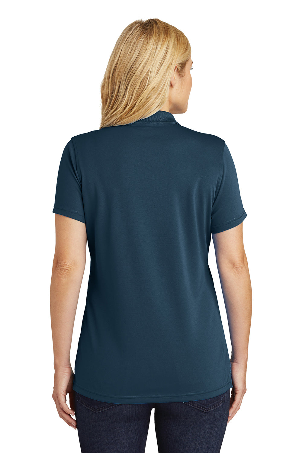 Port Authority LK110 Womens Dry Zone Moisture Wicking Short Sleeve Polo Shirt River Navy Blue Model Back
