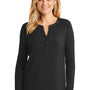 Port Authority Womens Concept Jersey Long Sleeve Henley T-Shirt - Black - Closeout