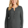 Port Authority Womens Concept Jersey Long Sleeve Henley T-Shirt - Smoke Grey - Closeout