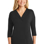 Port Authority Womens Concept Jersey 3/4 Sleeve V-Neck T-Shirt - Black - Closeout
