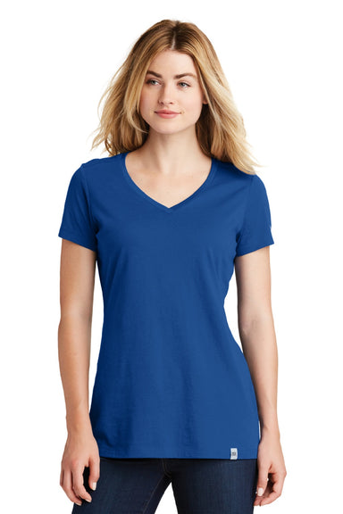 New Era LNEA101 Womens Heritage Short Sleeve V-Neck T-Shirt Royal Blue Model Front