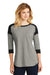 New Era LNEA104 Womens Heritage 3/4 Sleeve Crewneck T-Shirt Heather Rainstorm Grey/Black Model Front