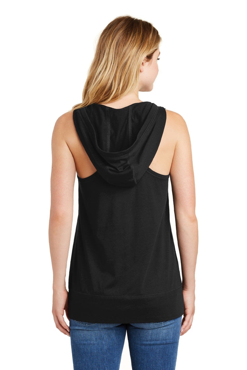 New Era LNEA106 Womens Heritage Hooded Tank Top Black Model Back