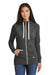 New Era LNEA122 Womens Sueded Full Zip Hooded Sweatshirt Hoodie w/ Pockets Heather Black Model Front