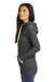 New Era LNEA122 Womens Sueded Full Zip Hooded Sweatshirt Hoodie w/ Pockets Heather Black Model Side