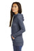 New Era LNEA122 Womens Sueded Full Zip Hooded Sweatshirt Hoodie w/ Pockets Heather Navy Blue Model Side