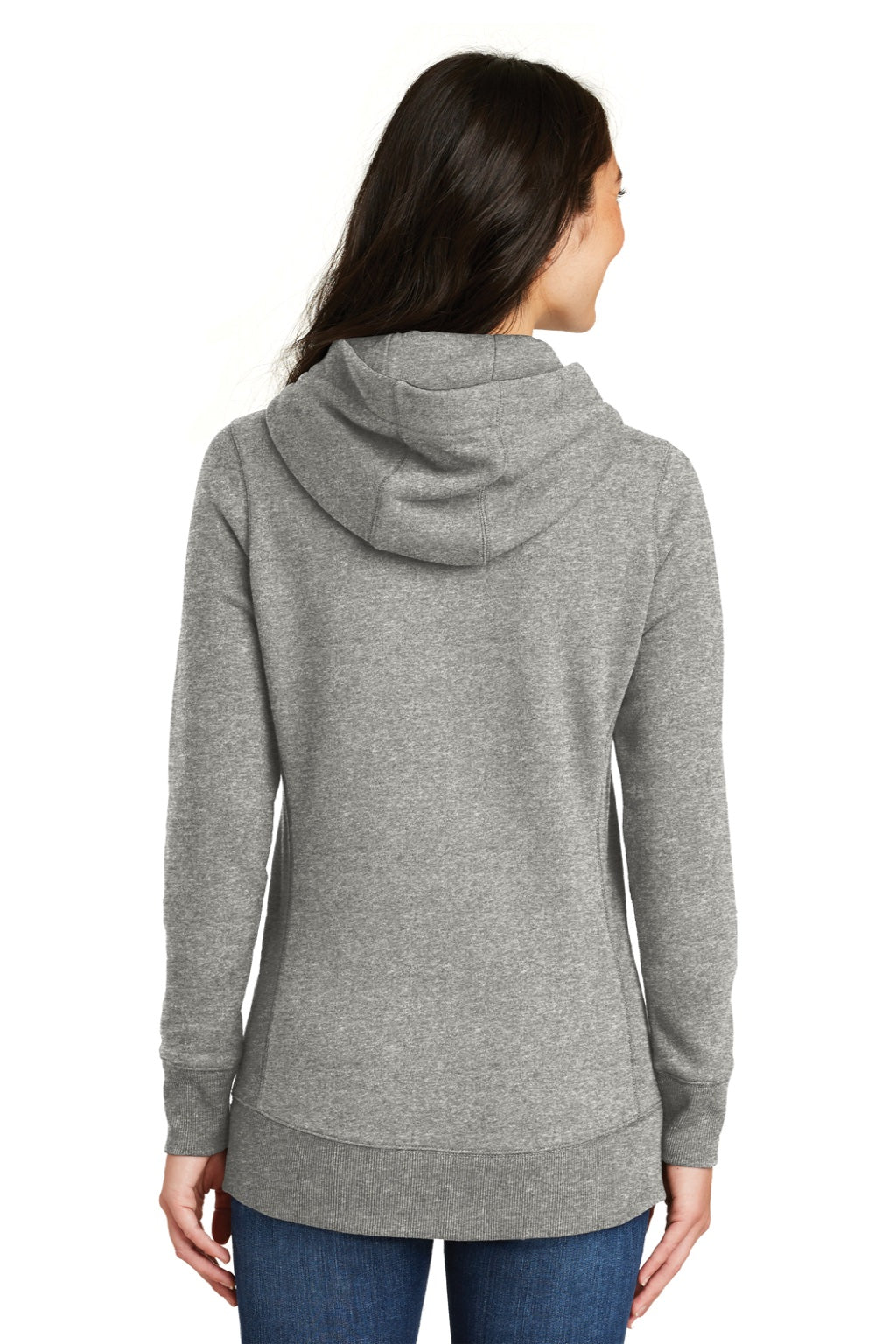 New Era LNEA500 Womens Sueded French Terry Hooded Sweatshirt Hoodie w/ Pouch Pocket Light Graphite Grey Twist Model Back