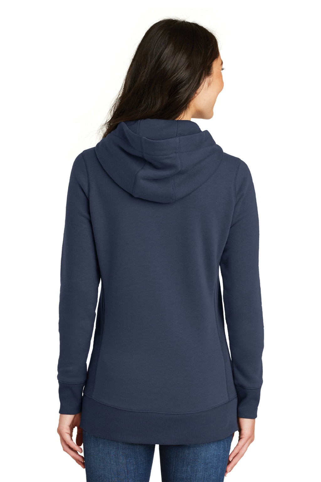 New Era LNEA500 Womens Sueded French Terry Hooded Sweatshirt Hoodie w/ Pouch Pocket Navy Blue Model Back
