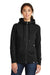New Era LNEA502 Womens Sueded French Terry Full Zip Hooded Sweatshirt Hoodie w/ Pockets Black Model Front