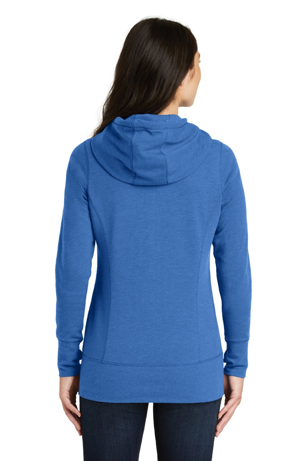 New Era LNEA511 Womens Fleece Full Zip Hooded Sweatshirt Hoodie w/ Pockets Heather Royal Blue Model Back