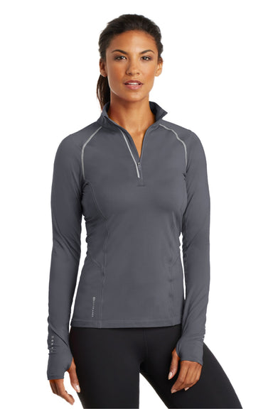 Ogio LOE335 Womens Endurance Nexus Moisture Wicking 1/4 Zip Sweatshirt Gear Grey Model Front