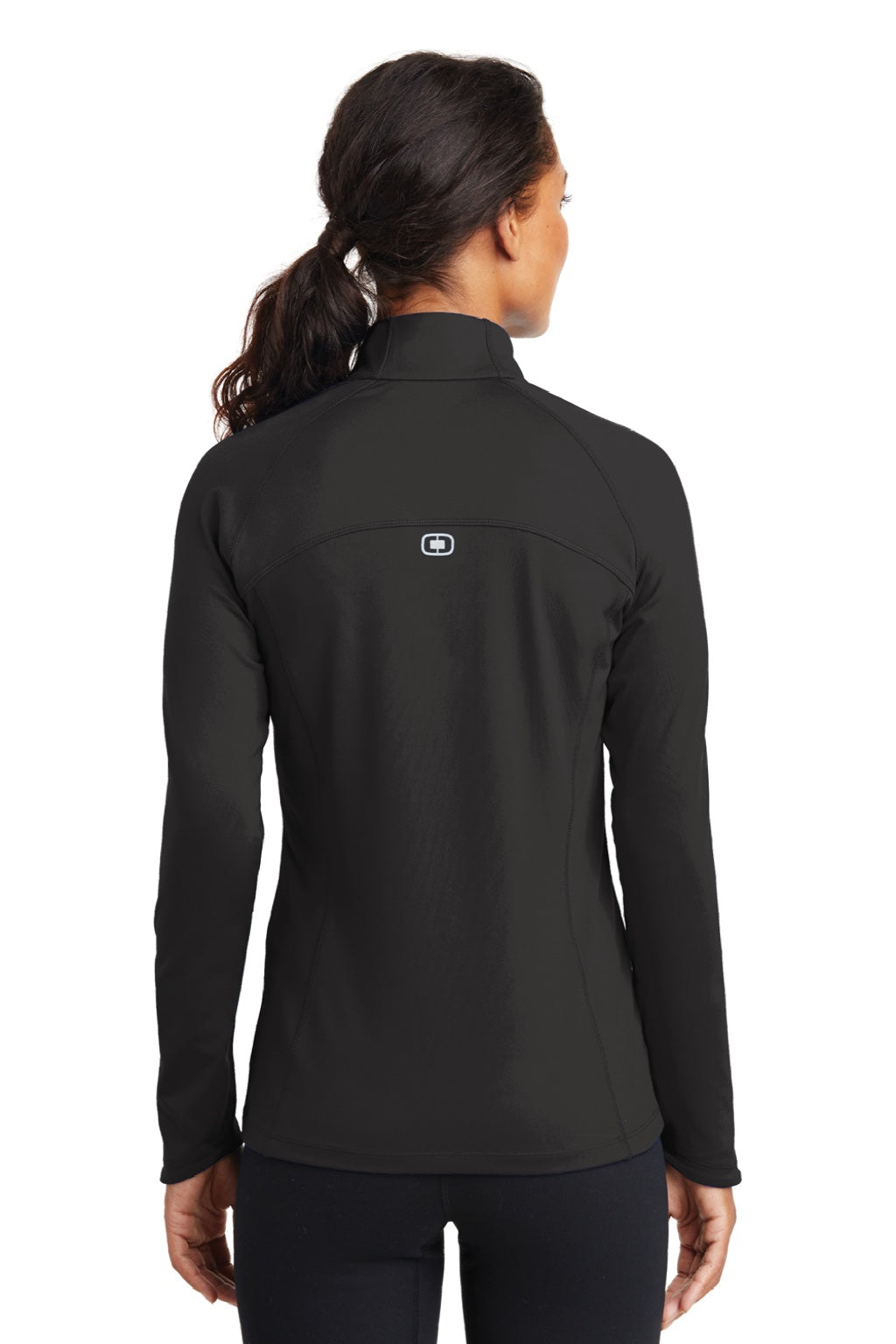 Ogio LOE551 Womens Endurance Radius Moisture Wicking Full Zip Sweatshirt w/ Pockets Blacktop Model Back