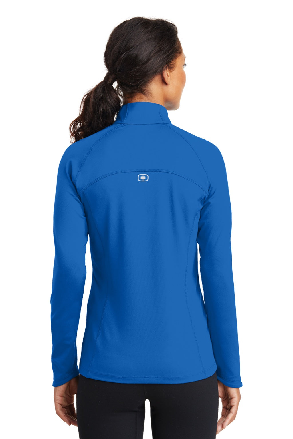 Ogio LOE551 Womens Endurance Radius Moisture Wicking Full Zip Sweatshirt w/ Pockets Electric Blue Model Back