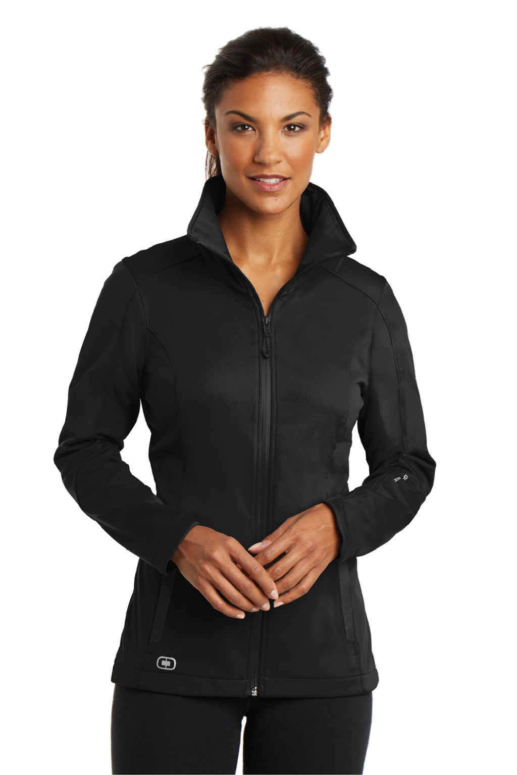 Ogio LOE720 Womens Endurance Crux Wind & Water Resistant Full Zip Jacket Blacktop Model Front