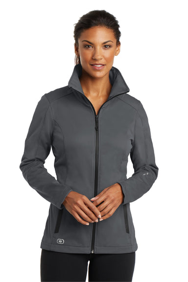 Ogio LOE720 Womens Endurance Crux Wind & Water Resistant Full Zip Jacket Gear Grey Model Front