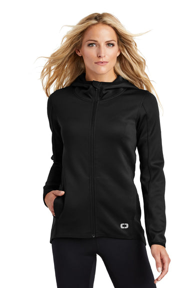 Ogio LOE728 Womens Endurance Stealth Moisture Wicking Full Zip Hooded Jacket Blacktop Model Front