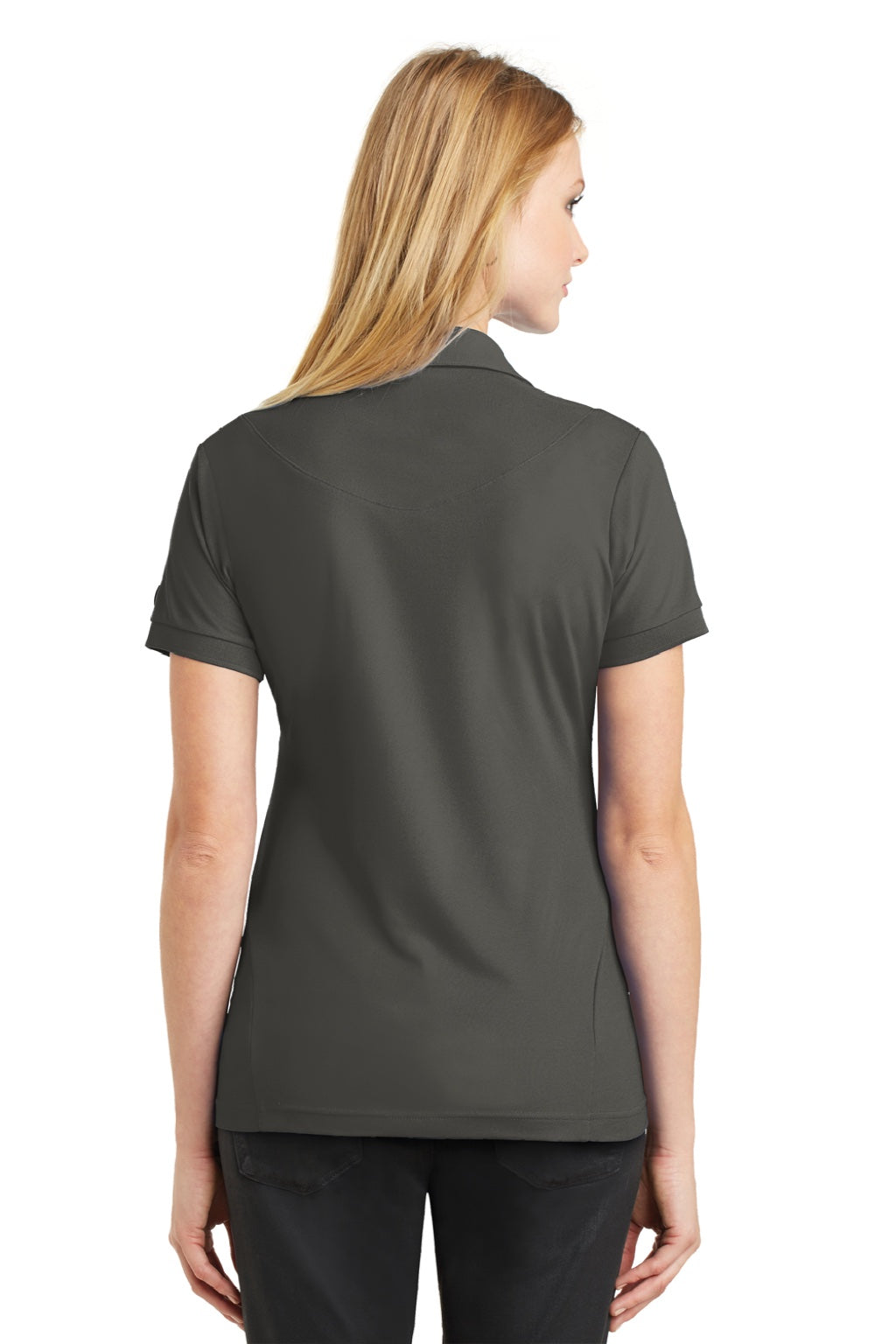 Ogio LOG101 Womens Jewel Moisture Wicking Short Sleeve Polo Shirt Rogue Grey Model Back