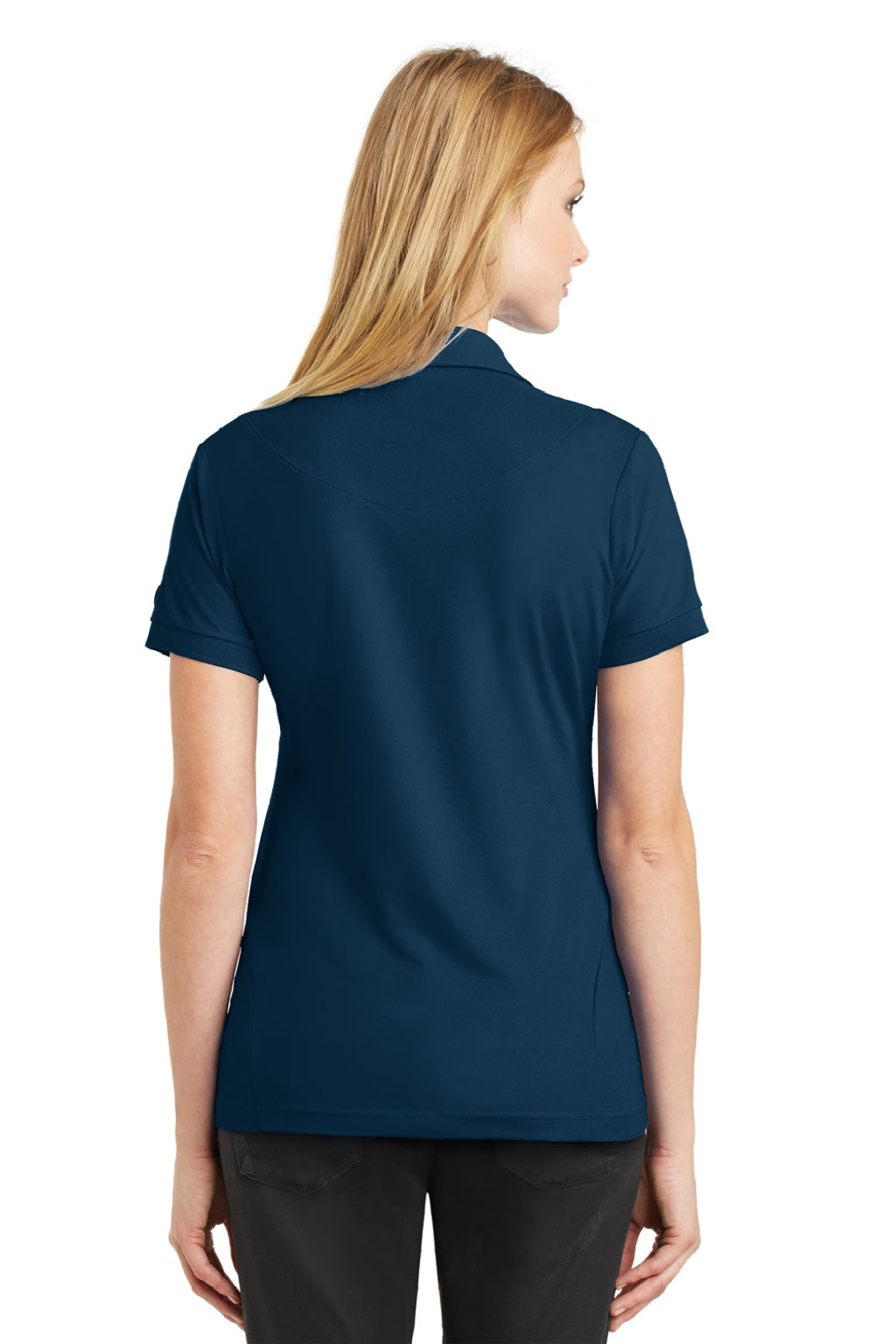 Ogio LOG101 Womens Jewel Moisture Wicking Short Sleeve Polo Shirt Spar Blue Model Back