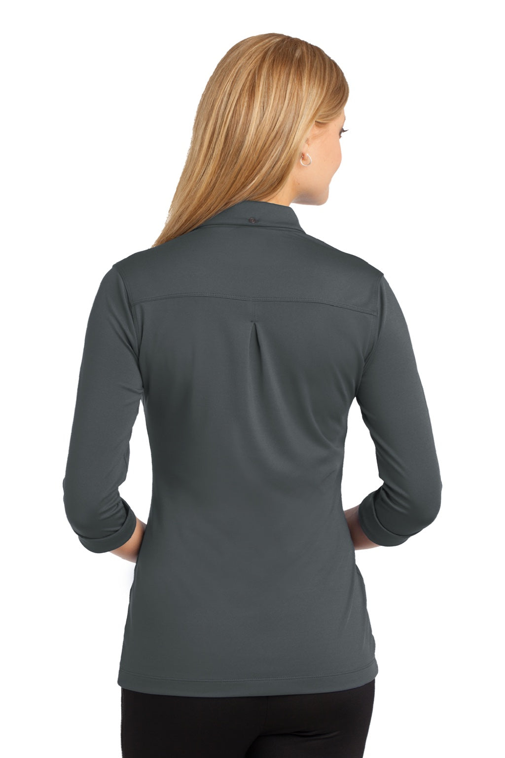 Ogio LOG122 Womens Gauge Moisture Wicking 3/4 Sleeve Polo Shirt Diesel Grey Model Back