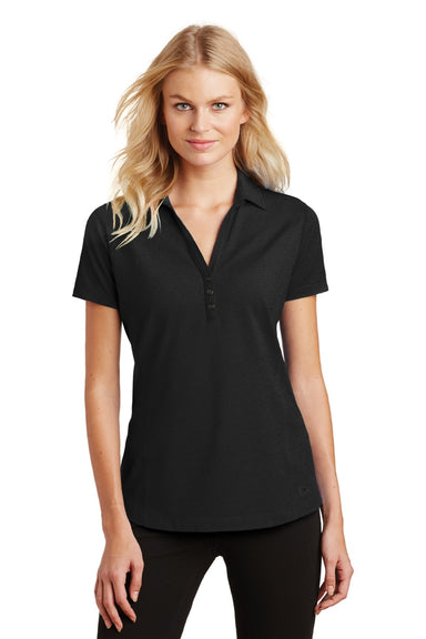 Ogio LOG126 Womens Onyx Moisture Wicking Short Sleeve Polo Shirt Blacktop Model Front