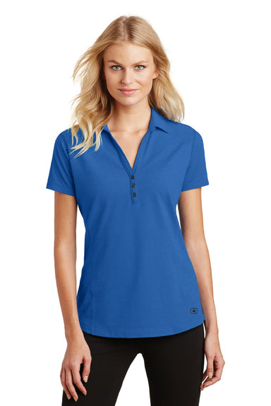 Ogio LOG126 Womens Onyx Moisture Wicking Short Sleeve Polo Shirt Electric Blue Model Front