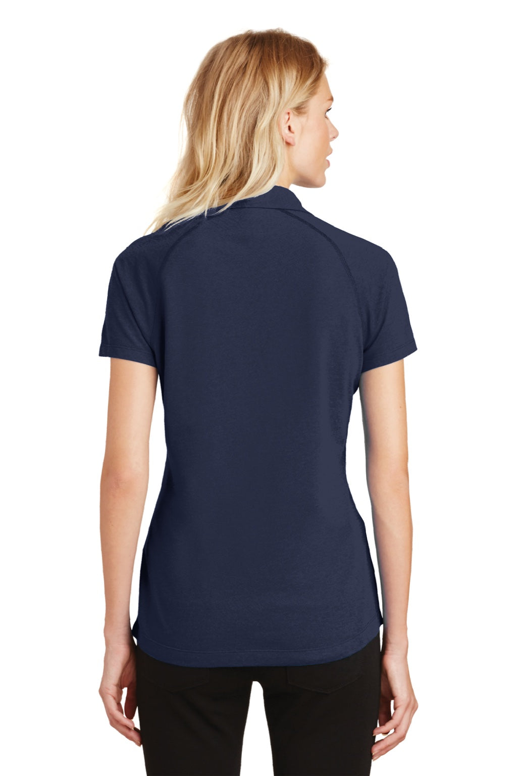 Ogio LOG126 Womens Onyx Moisture Wicking Short Sleeve Polo Shirt Navy Blue Model Back