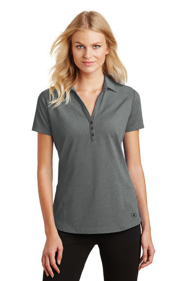 Ogio LOG126 Womens Onyx Moisture Wicking Short Sleeve Polo Shirt Petrol Grey Model Front