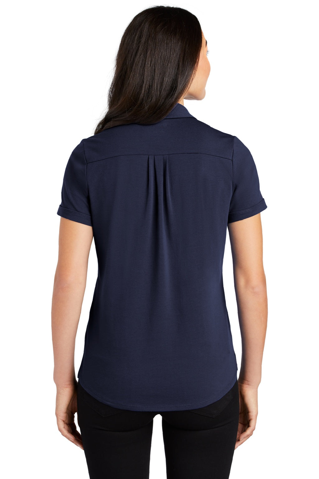 Ogio LOG138 Womens Limit Moisture Wicking Short Sleeve Polo Shirt Navy Blue Model Back