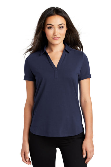 Ogio LOG138 Womens Limit Moisture Wicking Short Sleeve Polo Shirt Navy Blue Model Front
