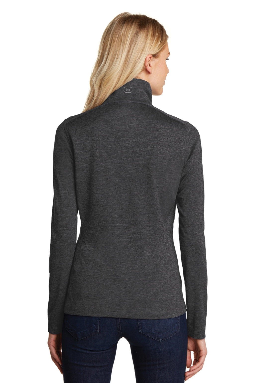 Ogio LOG203 Womens Pixel Moisture Wicking Full Zip Sweatshirt w/ Pockets Blacktop Model Back