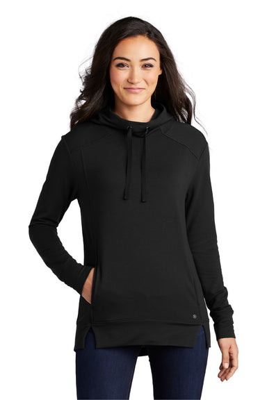 Ogio LOG810 Womens Luuma Fleece Hooded Sweatshirt Hoodie Blacktop Model Front