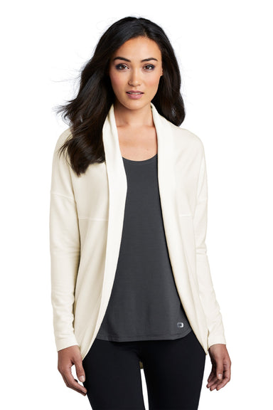 Ogio LOG811 Womens Luuma Cocoon Open Front Fleece Sweatshirt Ivory Model Front