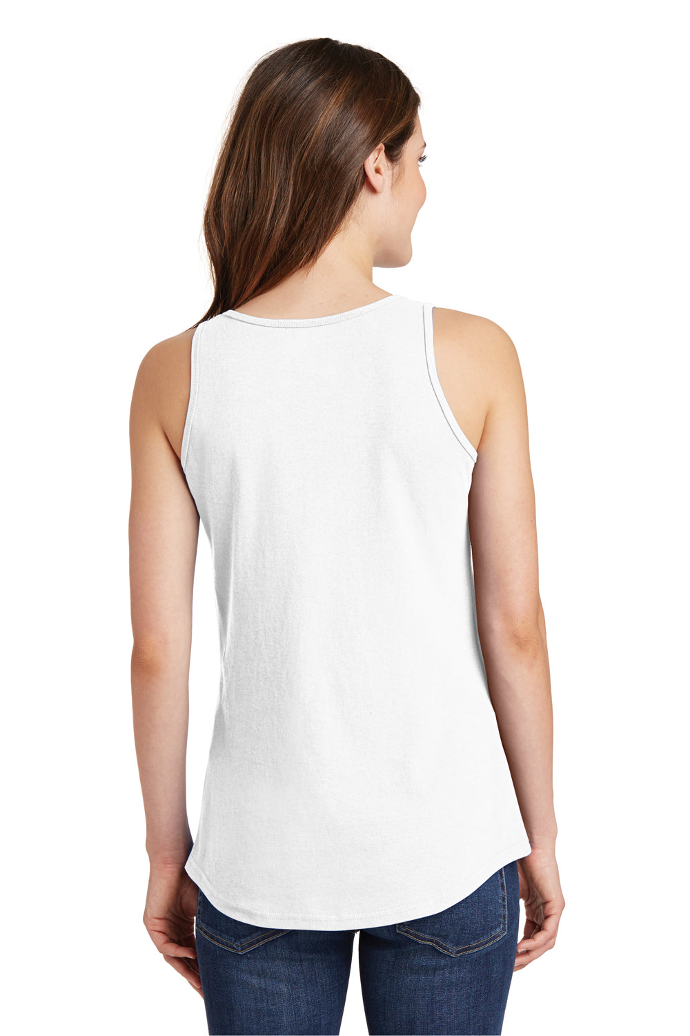 Port & Company LPC54TT Womens Core Tank Top White Model Back
