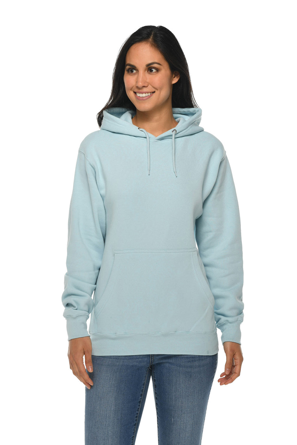 Lane Seven LS14001 Mens Premium Hooded Sweatshirt Hoodie w/ Pouch Pocket Mist Blue Model Front